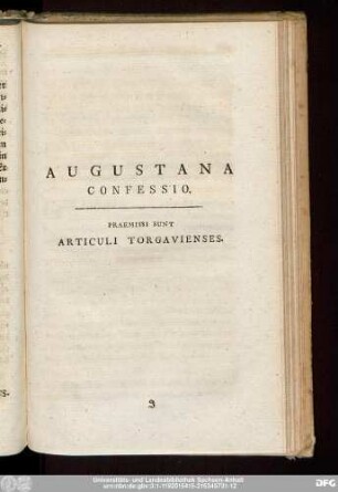 Augustana Confessio. Preamissi Sunt Articuli Torgavienses.