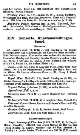 XIV. Konzerte. Kunstausstellungen. Sport