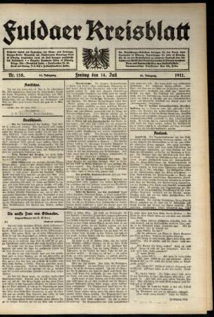Ausgabe vom Freitag, den 14. Juli 1911.