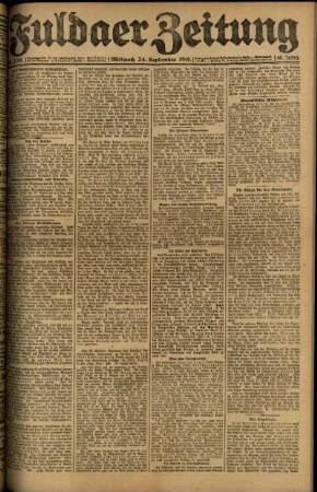 Erste Ausgabe vom Mittwoch, den 24. September 1919.