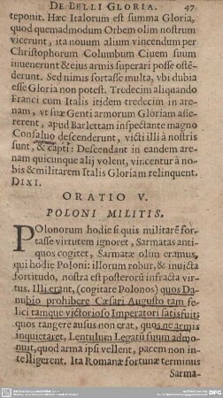 ORATIO V. POLONI MILITIS.
