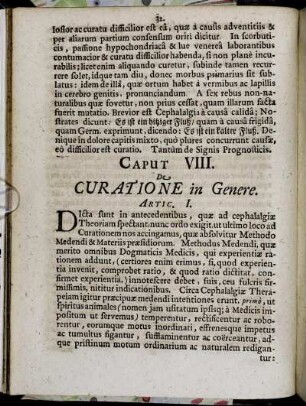 Caput VIII. De Curatione in Genere.