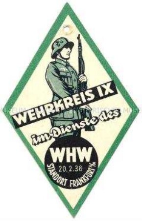 WHW-Abzeichen, Wehrkreis IX im Dienste des WHW, Straßensammlung im Gau Hessen-Nassau vom 20. Februar 1938