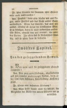 Zwölftes Capitel. Von der gesetzgebenden Gewalt