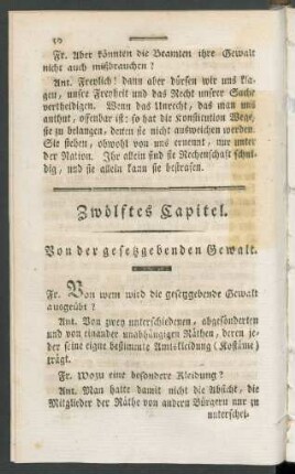 Zwölftes Capitel. Von der gesetzgebenden Gewalt