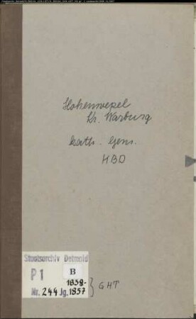 Kirchenbuchduplikat der katholischen Gemeinde Hohenwepel, Kreis Warburg (GHT 1838-1857) (Gemeinde: Katholische Gemeinde Hohenwepel)