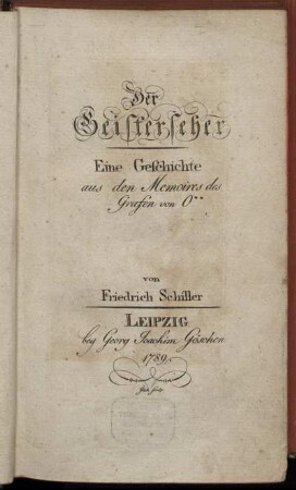 [Bd. 1]: Der Geisterseher. [Bd. 1]