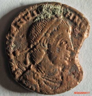 Römische Münze, Nominal Centenionalis, Prägeherr Valentinianus I., Prägeort Arles, Original