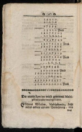 Die vierte Species wird genennet Multiplicatio oder multipliciren.