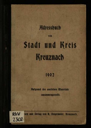 Adressbuch von Stadt und Kreis Kreuznach / 1902