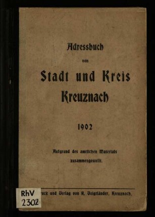 Adressbuch von Stadt und Kreis Kreuznach / 1902
