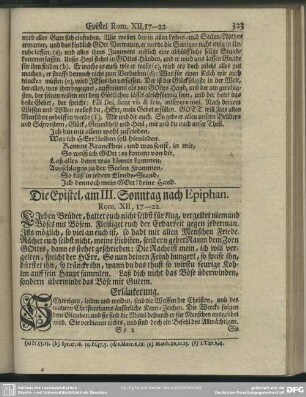 Die Epistel, am III. Sonntag nach Epiphan. Rom. XII, 17-22