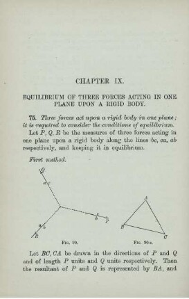 CHAPTER IX. EQUILIBRIUM OF THREE FORCES ACTING IN ONE PLANE UPON A RIGID BODY.