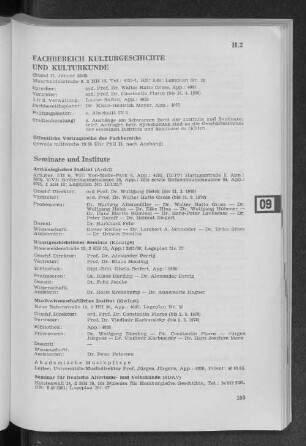 Fachbereich Kulturgeschichte und Kulturkunde