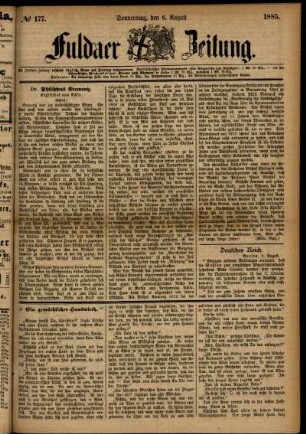 Ausgabe vom Donnerstag, den 06. August 1885.