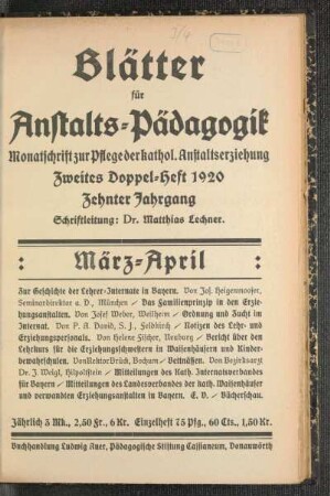 März-April: Zweites Doppelheft