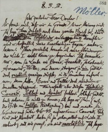 Brief an Heinz Möller im Verlag Voigtländer