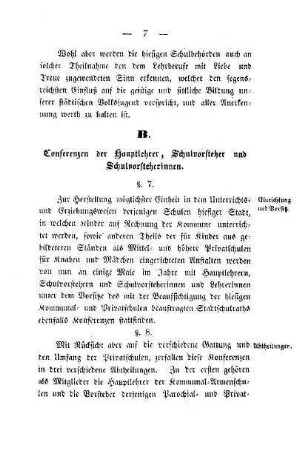 B. Conferenzen der Hauptlehrer, Schulvorsteher und Schulvorsteherinnen