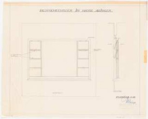 Garten Allinger, Berlin-Dahlem: Blumenfenster im Haus Allinger: Ansicht, Schnitt 1:10