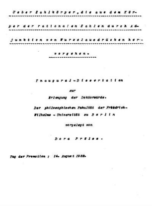 Ueber Zahlkörper, die aus dem Körper der rationalen Zahlen durch Adjunktionen von Wurzelausdrücken hervorgehen