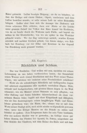 XII. Rückblick und Schluss