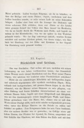 XII. Rückblick und Schluss