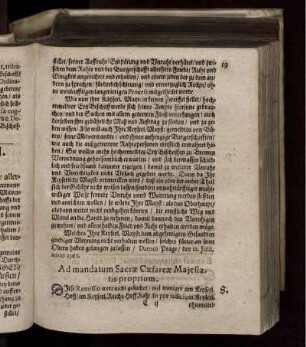 8. Ad mandatum Sacrae Caesareae Maiestatis proprium