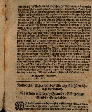 Der Herren General Staaten An Den König in Franckreich, Den 10. Decembris 1671. Abgelassenes Schreiben