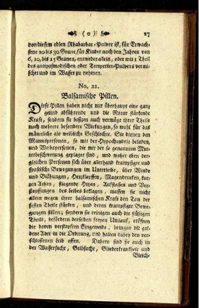 No. 21. Balsanische Pillen.