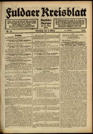 Ausgabe vom Dienstag, den 04. März 1919.