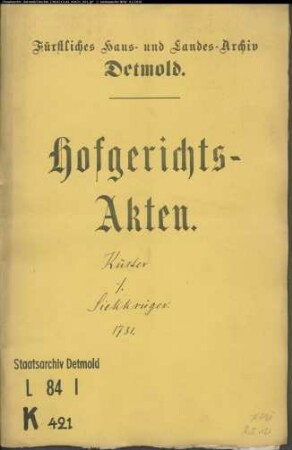 Küster, Lohnherrn Erben zu Salzuflen gegen den Siekkrüger und Vogt Brands Witwe - Schuldforderung