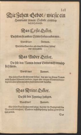 Die Zehen Gebot/ wie sie ein Hausvater seinem Gesinde einfeltiglich fürhalten sol.