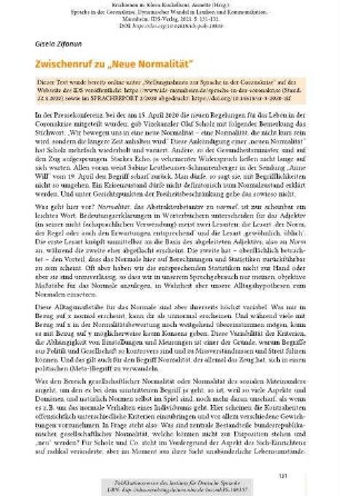 Zwischenruf zu „Neue Normalität“