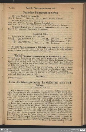 Ueber die Wiedergewinnung des Goldes aus alten Goldbädern