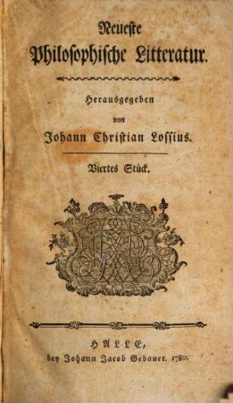 Neueste philosophische Litteratur. 4. 1780