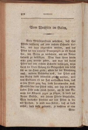 Vom Wechseln im Galop.