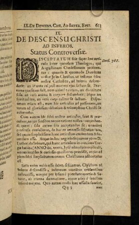 613-616, IX. De Descensu Christi ...; X. De Ceremoniis ...