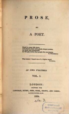 Prose : in two volumes. 1