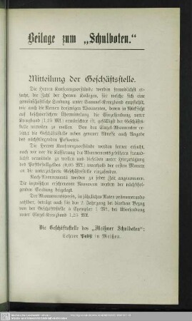 Beilage zum "Schulboten"