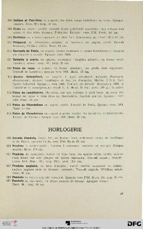 Horlogerie (Nr. 619-629)