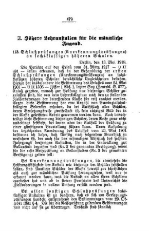 Schlußprüfungen (Anerkennungsprüfungen) an sechsklassigen höheren Schulen : [E. Höhere Lehranstalten für die männliche Jugend]