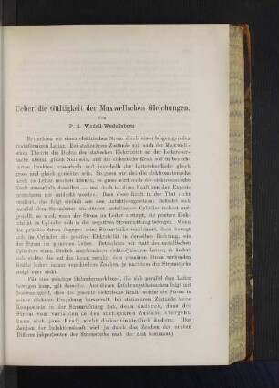 Ueber die Gültigkeit der Maxwellschen Gleichungen.