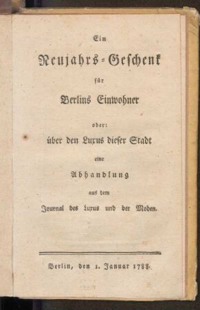 Ein Neujahrs-Geschenk für Berlins Einwohner oder: über den Luxus dieser Stadt