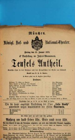 Königliches Hof- und Nationaltheater. 1873, [1]