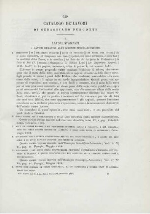 Catalogo de' lavori di Sebastiano Purgotti.