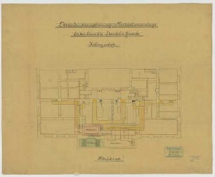 Thiersch, Friedrich von; München; Haus für Handel und Gewerbe - Dampfheizung, Ventilation (Grundriss Keller)