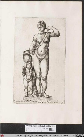 Statue der Venus mit Amor und der Rüstung des Mars.