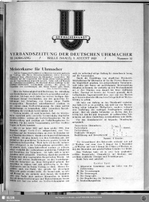 Meisterkurse für Uhrmacher