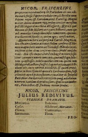 Nicod. Frischlini Julius Redivivus.