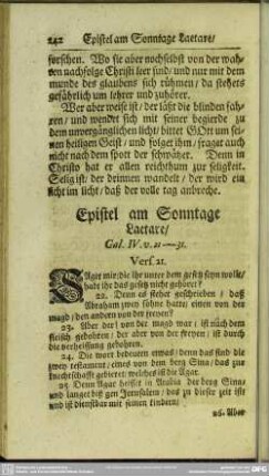 Epistel am Sonntage Laetare